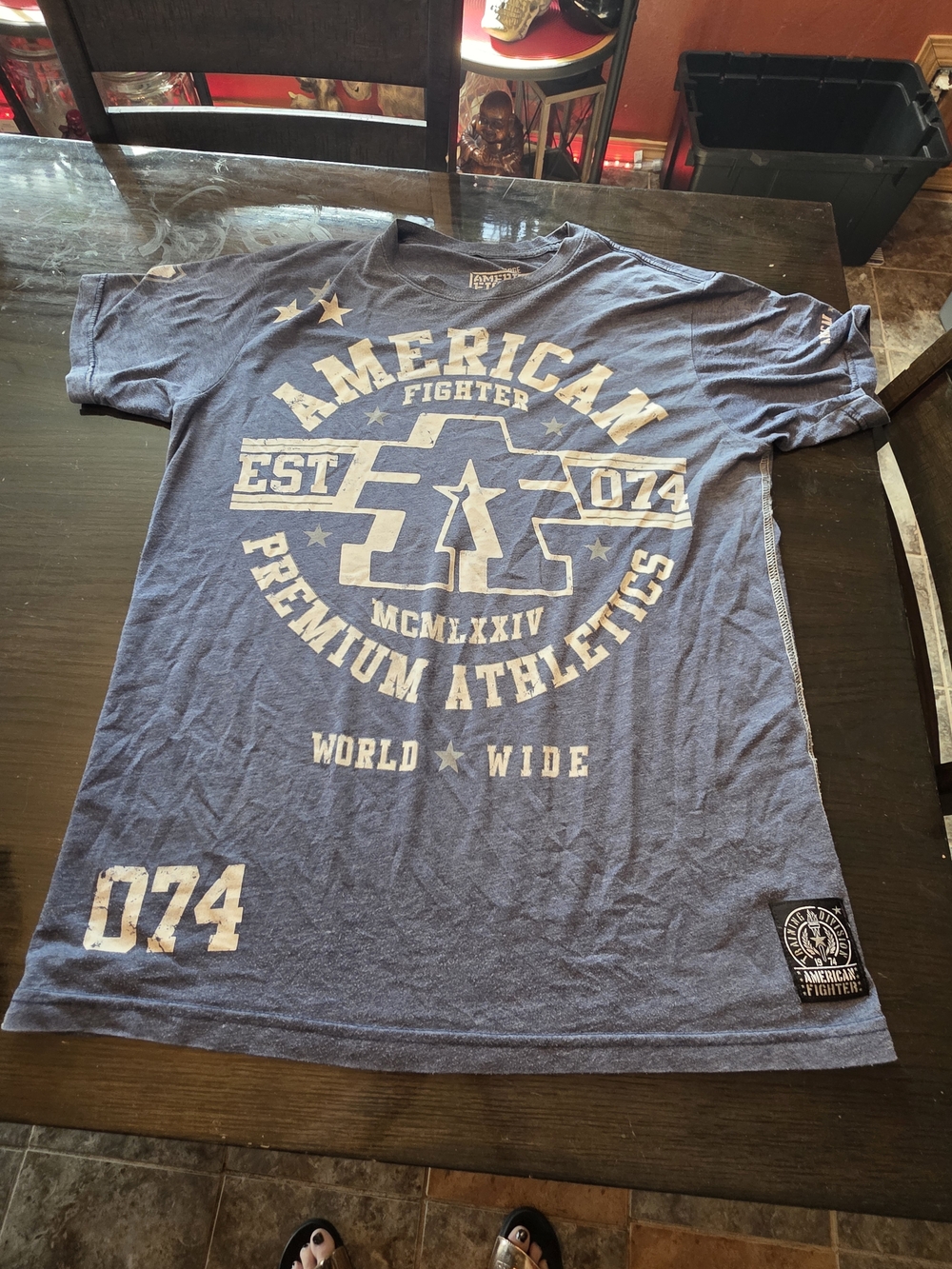 American Fighter Men's Blue Graphic Crew Neck T-Shirt